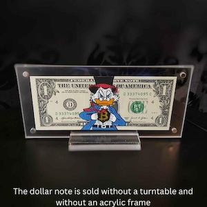 Super Bitcoin McDuck - Dollar Art | on a real dollar bill, original gift, hand-painted artwork, unique piece