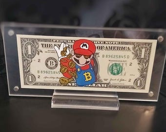 ドル紙幣デザイン アート作品 ドル・ベイ・マリオ - マリオ・ドル | 本物のドル紙幣、オリジナル