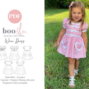 Peter Pan Collar Vintage Inspired Sewing Pattern | Heart & Apple Pockets | Puff Sleeves | PDF Sewing Pattern | Woven | Boo and Lu Wren