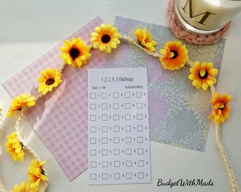 1,2,3,4,5 Savings Challenge - Save 120 - Physical Product A6 - Available with and without Cash Envelope