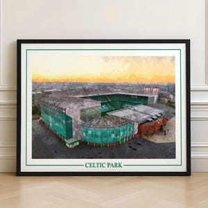 Celtic FC Watercolour, Celtic Park Art, Celtic Poster, Glasgow Celtic Wall Art, Celtic Gifts, Celtic Bar , Parkhead Art, Celtic Watercolour