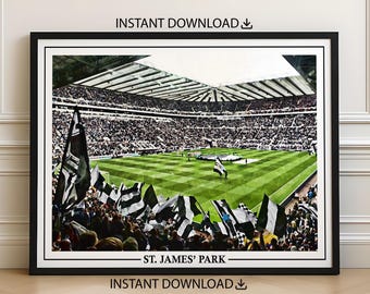 Descarga digital del Newcastle United, póster de St. James, St. James' Park, arte mural del Newcastle United, regalos del Newcastle, impresión del Newcastle FC