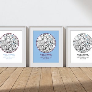 Aston Villa FC, Impresión del Parque Villa, Impresión del Mapa del Aston Villa, Regalo para un Fan del Villa, Regalo del Aston Villa, Impresión del Mapa del Aston Villa, Póster del Aston Villa