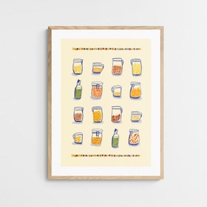 Printable Kitchen Print Mason Jars Hand drawn Illustration Digital Download Printable