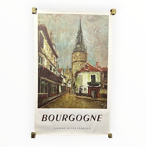 Original 1964 Bourgogne Railway Poster, Henry de Waroquier Art, Vintage French Travel Advertisement, Retro Wall Art Print