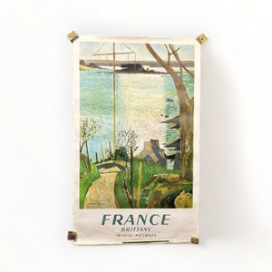 Cartel de Bretaña/Cartel de los ferrocarriles nacionales franceses vintage/Por René Genis/Litografía de 1959/Cartel de viaje francés/SNCF
