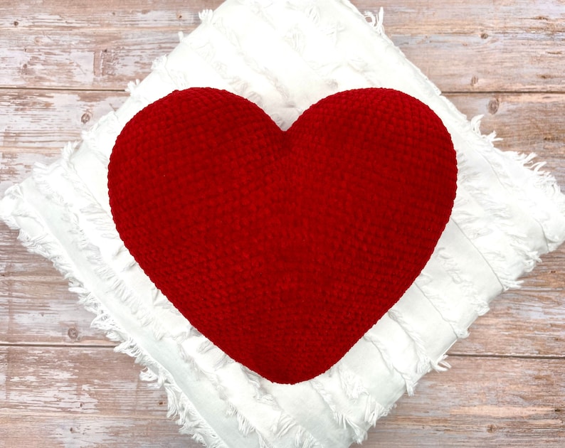 Crochet heart cushion pattern, Amigurumi heart pillow pattern, Crochet love heart cushion