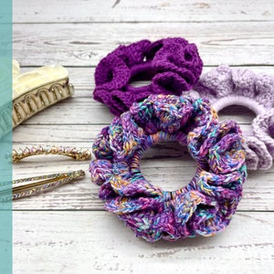 Super easy crochet scrunchie pattern, crochet hairtie pattern, crochet hair accessory