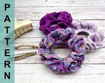 Super easy crochet scrunchie pattern, crochet hairtie pattern, crochet hair accessory