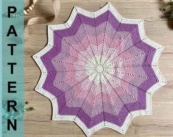 Crochet star blanket pattern, crochet blanket pattern, crochet baby blanket pattern, 12 point star blanket pattern