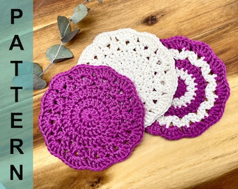 Easy crochet flower coaster pattern with seamless joint, round crochet coaster pattern, easy tea coasters