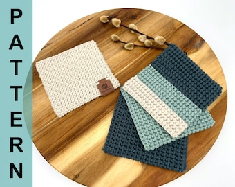 Simple square crochet coaster pattern, thermal stitch crochet coaster pattern, modern tea coaster crochet pattern