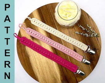 Crochet pacifier clip pattern, crochet dummy holder pattern, crochet baby pacifier accessory, crochet baby shower gift