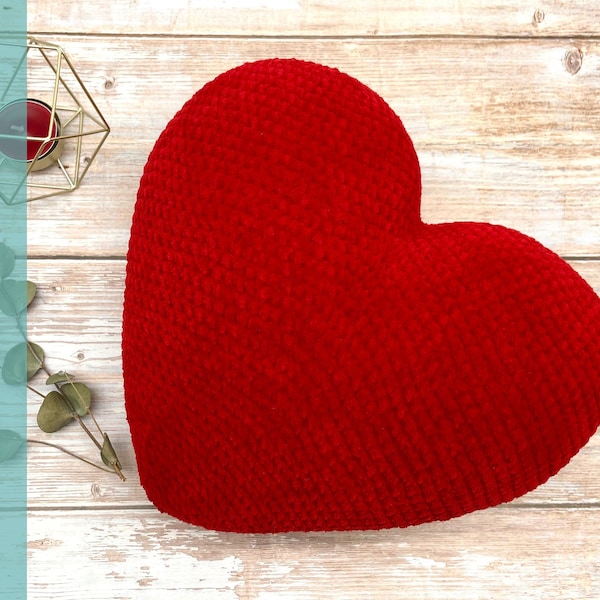 Crochet heart cushion pattern, Amigurumi heart pillow pattern, Crochet love heart cushion, Valentine's Day crochet gift