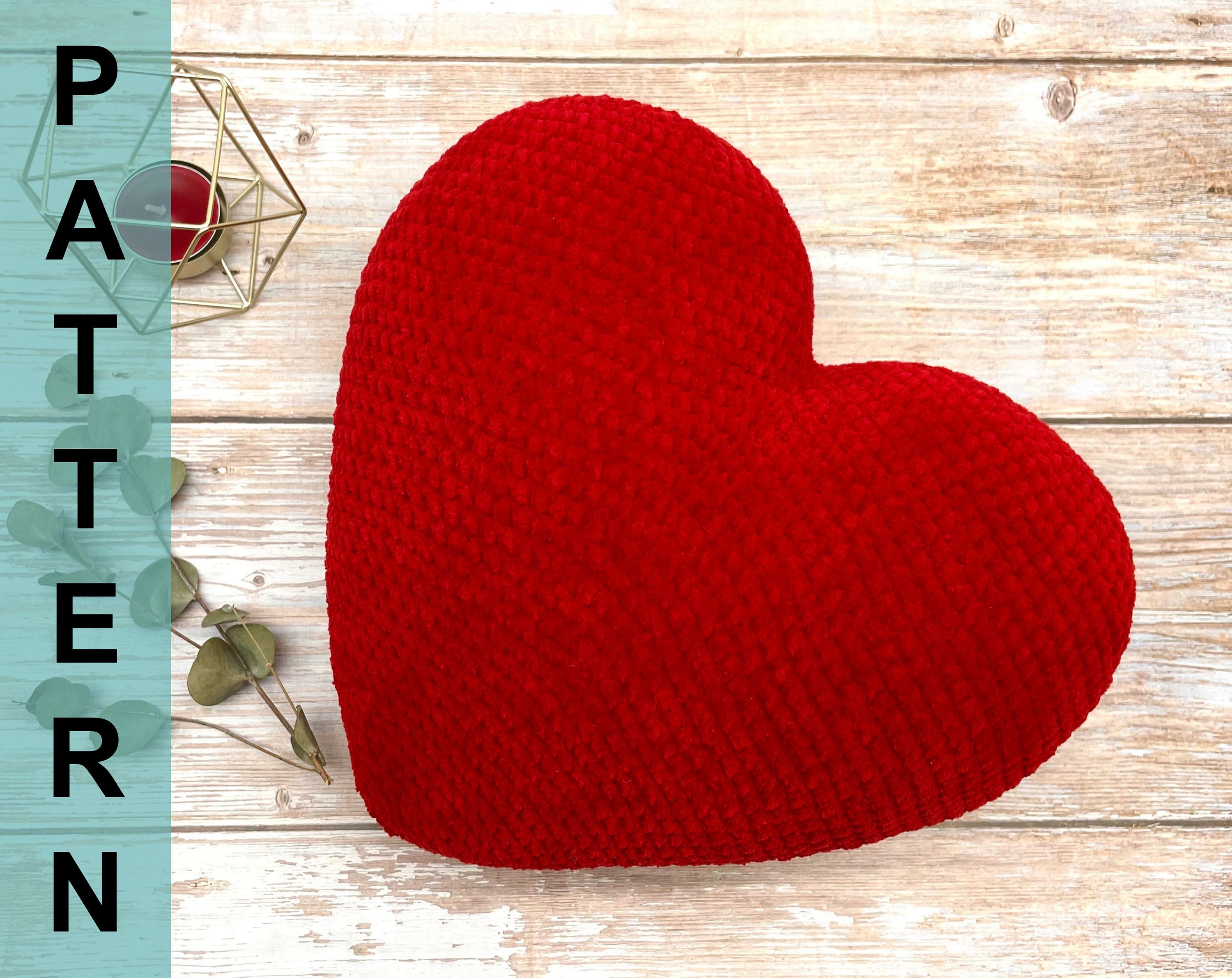 Crochet heart cushion pattern, Amigurumi heart pillow pattern, Crochet love heart cushion, Valentine's Day crochet gift