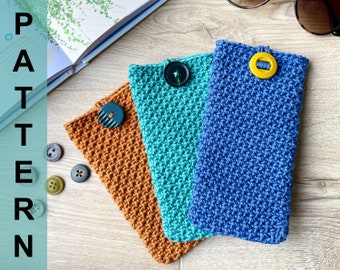 Crochet glasses case pattern, Easy crochet pouch pattern for sunglasses and reading glasses, Eyeglass crochet case pattern