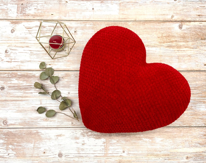 Crochet heart cushion pattern, Amigurumi heart pillow pattern, Crochet love heart cushion