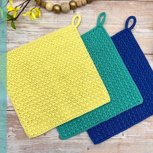 EASY crochet dishcloth pattern, crochet washcloth pattern, crochet potholder pattern, crochet hot pad pattern