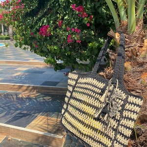 Crochet Tote Bag, Handmade hobo Bag, Beach Bag, Shopping Bag, Oversize Tote,Summer Basket bag, Large Black tote bag, boho for beach