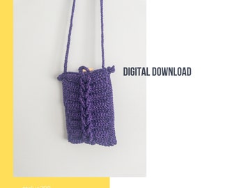 Hair braid model phone bag ,Very easy bag, very easy hair band,2in 1 bandana and Crochet Mini Bag PATTERN -  Sea Glass Mini Bag, DIY Crochet