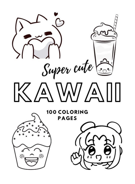 Super Cute Kawaii 100 Coloring Pages - Etsy