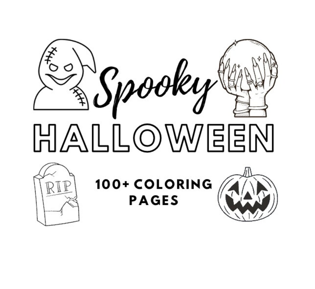 Spooky Halloween 100 Coloring Pages - Etsy