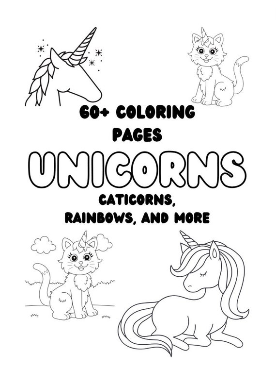 Coloring Pages Unicorns Caticorns Rainbows & More 60 - Etsy