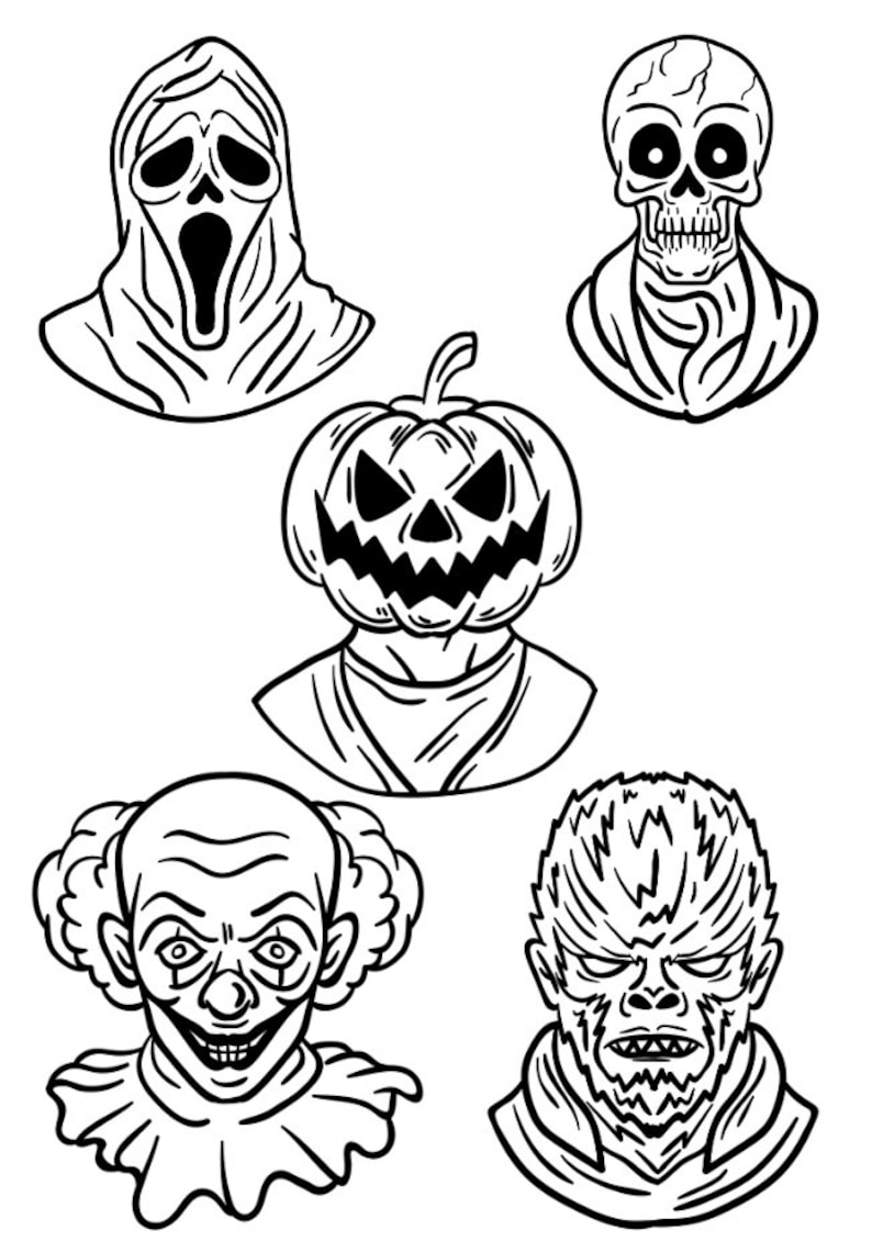 Spooky Halloween 100 Coloring Pages Digital Download Etsy
