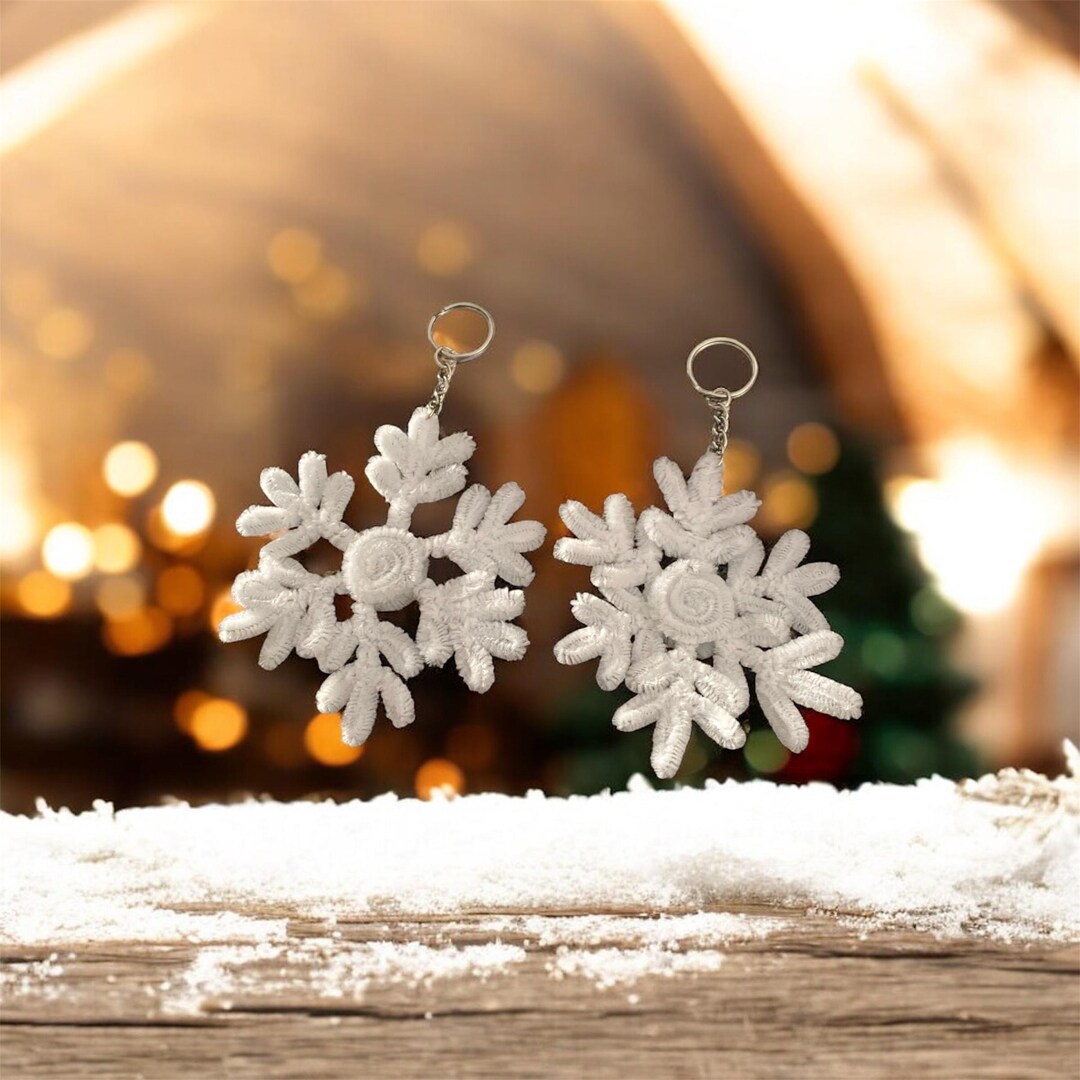 Fuzzy Snowflake Fuzzy Snowflake Keychain - Etsy