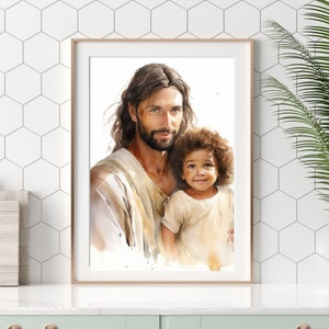 Divine Bond: Jesus with Child – Elevate Your Space with Spiritual Grace