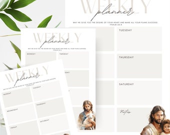 Digital Weekly Planner with Original Jesus Artwork