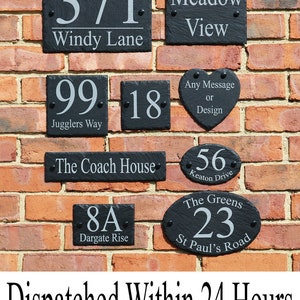 Rustic Slate House Gate Sign Plaque Door Number Personalised Name Plate engraved