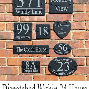 Rustic Slate House Gate Sign Plaque Door Number Personalised Name Plate engraved