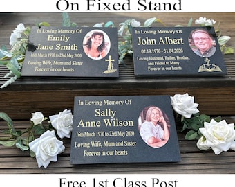 Personalised Engraved Photo Granite Memorial Stone Marker