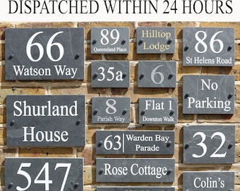 Deep Engraved Natural Slate House Name/ Number Sign Plaque