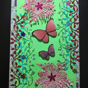 Butterflies in a garden greeting card (blank)