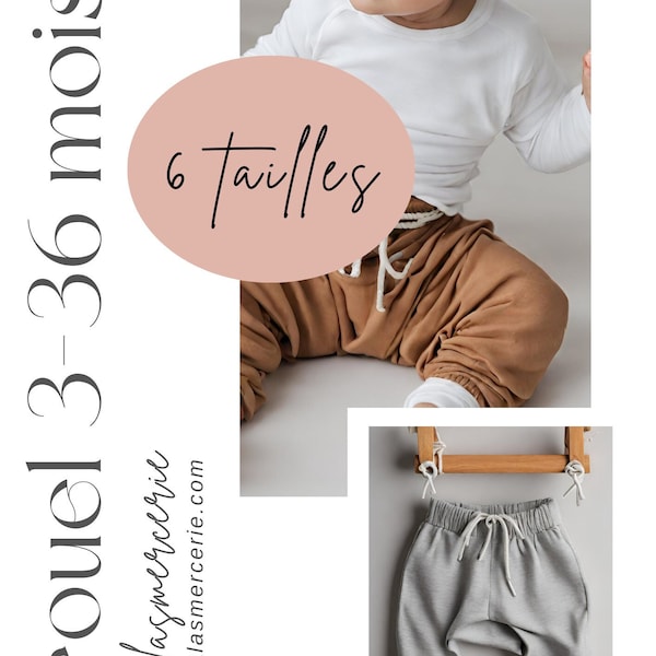 Patron PDF - Sarouel bébé - 3-36 mois (6 TAILLES)