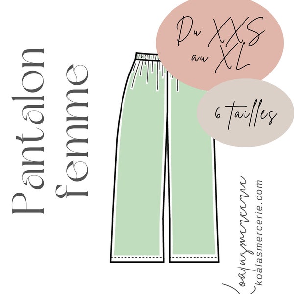 Patron PDF -Pantalon fluide - Pantalon femme Du XXS au XL