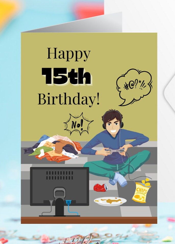 PRINTABLE Birthday Cards, Instant Download Cards, 15th Birthday ...