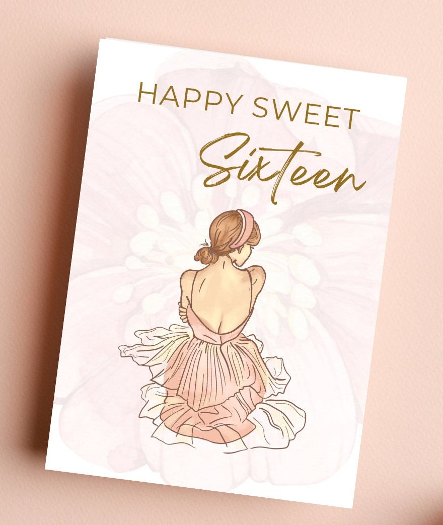 PRINTABLE Birthday Cards, Instant Download Cards, 16th Birthday ...