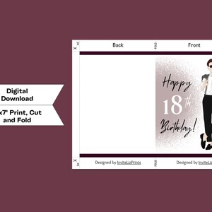 PRINTABLE Birthday Cards, Instant Download Cards, 18th Birthday ...