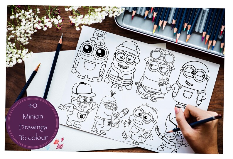 Minion Colouring Book Printable Colour Digital Art - Etsy