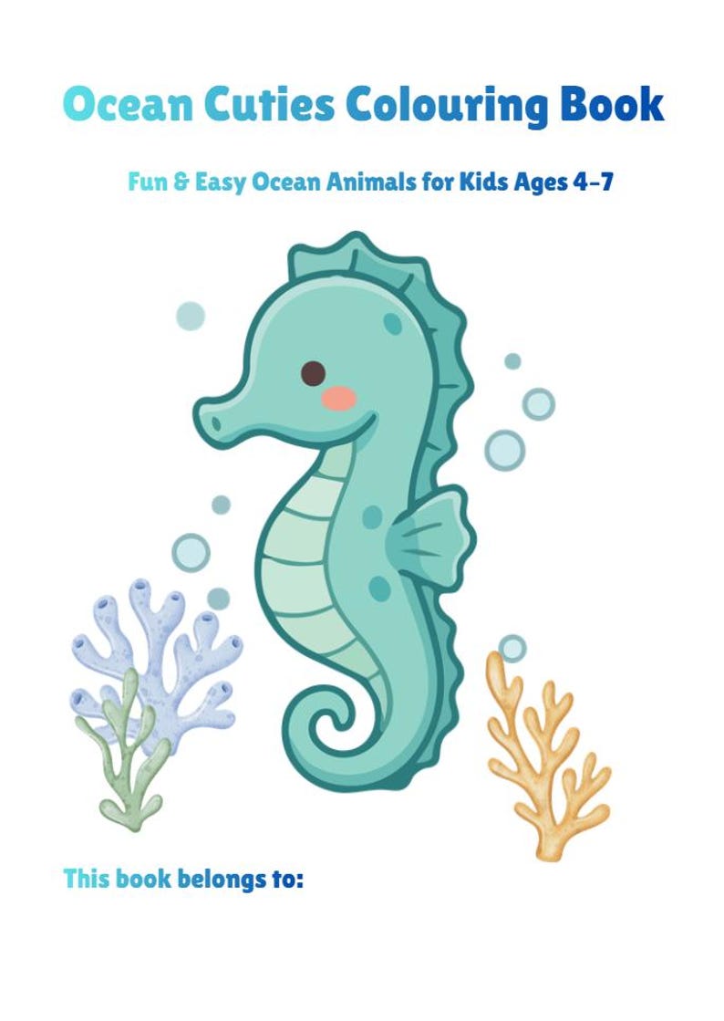 Ocean Colouring Book – Fun Sea Animals for Kids Ages 4-7 (PDF Download ...