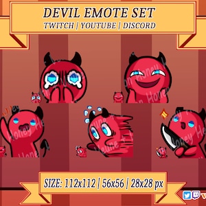 Devil emote set | twitch | youtube | discord | spooky | cute | scary | kawaii | streamer