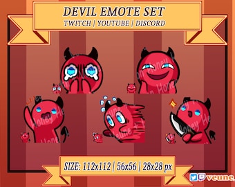 Devil emote set | twitch | youtube | discord | spooky | cute | scary | kawaii | streamer