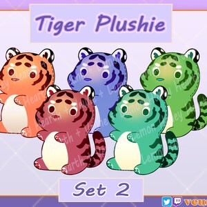 Stream Asset Tiger Plushie Set 2 für Twitch Youtube Discord | Niedliche Kawaii Sticker Dekoration Overlay Addition