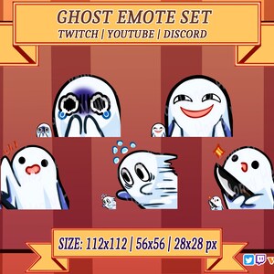 Ghost emote set / twitch / youtube / discord / spooky / cute / scary / kawaii / streamer