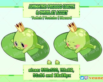 Animated Frog D Emote Overlay Asset Digital Sticker for Twitch | Youtube | Discord Froggo Cute Kawaii