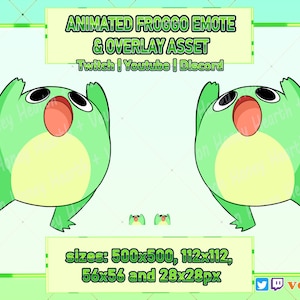 Animated Frog E Emote Overlay Asset Digital Sticker for Twitch | Youtube | Discord Froggo Cute Kawaii