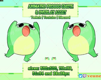 Animated Frog E Emote Overlay Asset Digital Sticker for Twitch | Youtube | Discord Froggo Cute Kawaii